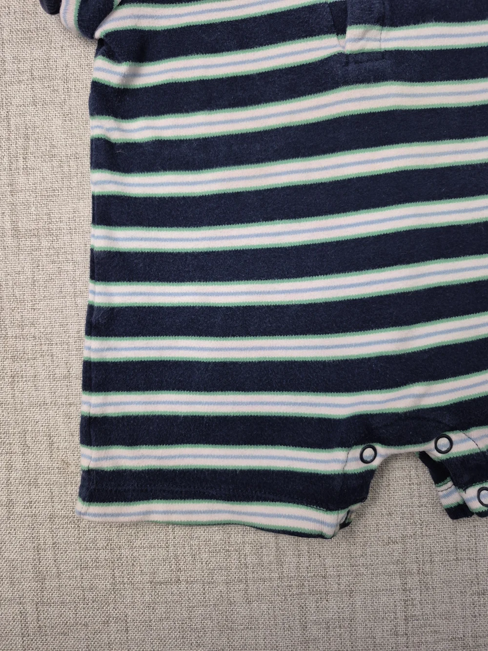 Ralph Lauren Baby Boy Striped Polo Romper 6M Navy Green White
